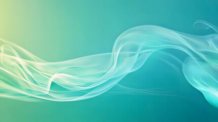 Abstract Teal and White Flowing Smoke Design