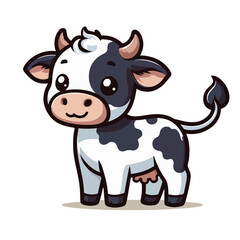 Happy Cartoon Cow Black and White Illustration for Kids