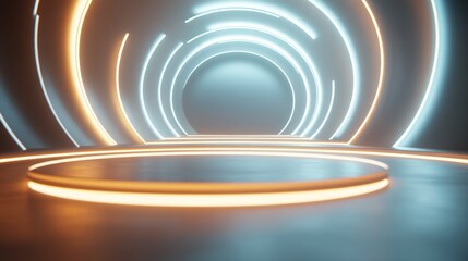 Obraz premium Futuristic, neon-lit circular stage