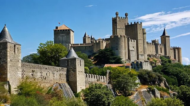 Mittelalterliche Burg mit historischen Mauern und T&uuml;rmen