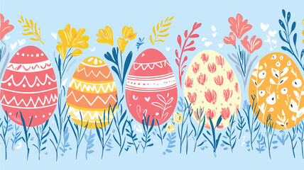 Whimsical Hanging Easter Eggs Pattern - Pastel Holiday Decoration Design