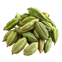 Organic Cardamom Pods Isolated on Transparent Background, PNG