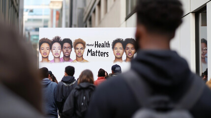 Diverse Faces Mural with Mental Health Awareness Message