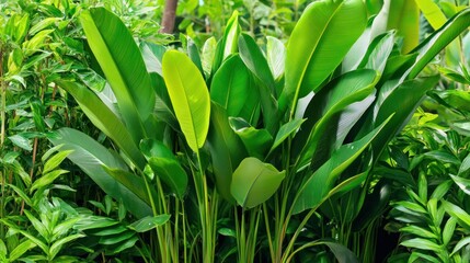 Fototapeta premium Lush Tropical Foliage: A Vibrant Green Paradise