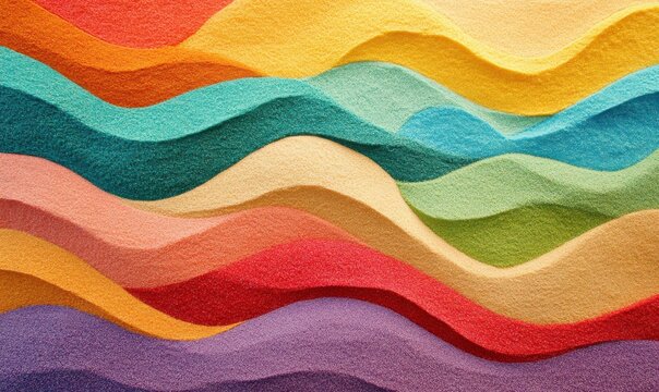 Colorful layers of fine sand create a vibrant artwork display