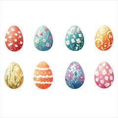 Watercolor Easter Eggs Set - Hand-Painted Decorative Egg Collection