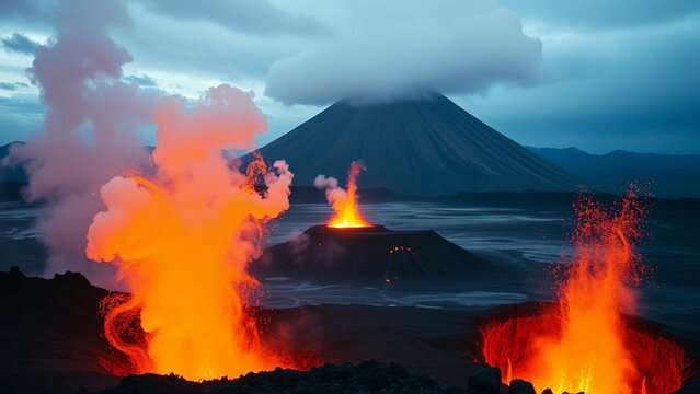 Realistics Highlights dynamic geological features of an active volcano including fumaroles vents and