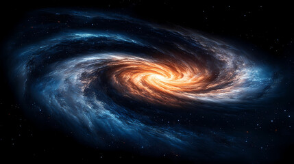 A mesmerizing display of swirling blue particles creates a cosmic vortex in deep space. Luminous - Cave. Illustration