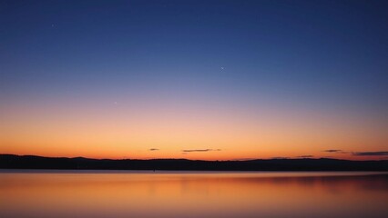 Naklejka premium Realistics Behold serene spectacle of a lakeside tableau at twilight where tranquil waters mirror et