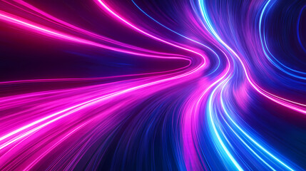 Abstract neon light streaks curved in dynamic motion. Luminous - Cave. Illustration
