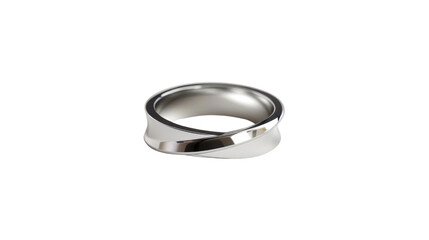 Modern silver ring rotating on transparent background