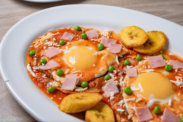 fried eggs with salsa