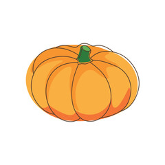 pumpkin vegetable illustration, fresh orange squash for autumn harvest, thanksgiving seasonal food, organic farm product, halloween gourd, hand-drawn healthy diet ingredient, isolated clipart des