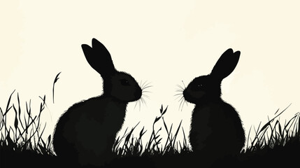 Stylized Rabbit Silhouettes – Artistic and Elegant Vector Design
