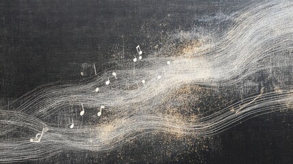 Elegant monochrome notes in abstract flowing wave