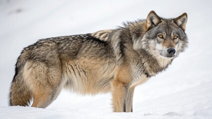 Obraz premium Eurasian Wolf on White Background