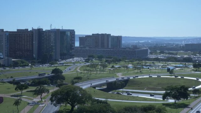 Brasilia's plano piloto skyline over morning light