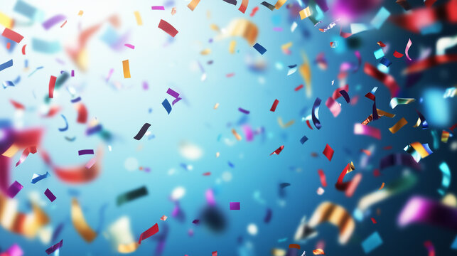 Fondo de celebraci&oacute;n, confeti de colores volando