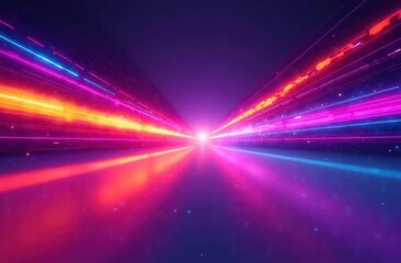 Colorful light speed tunnel abstraction with neon lines for futuristic design