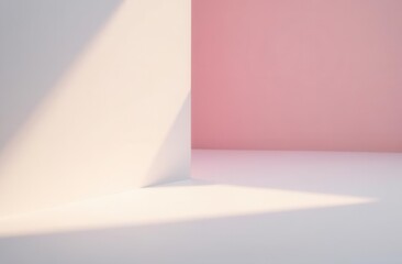 Minimalist pink and white abstract interior with soft lighting for modern design