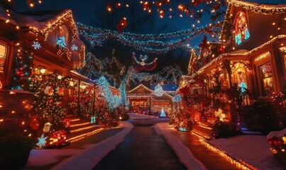Experience the magic of nostalgic christmas lights illuminating a beautiful home