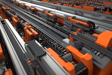 Fototapeta premium Close-Up of Industrial Machinery in Operation at a Manufacturing Facility