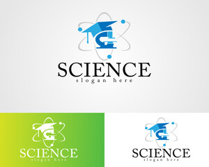microscope molecule science vector logo design