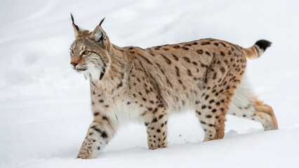 Obraz premium Eurasian Lynx on White Background