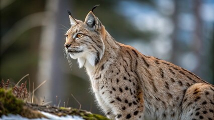 Fototapeta premium Eurasian Lynx on White Background