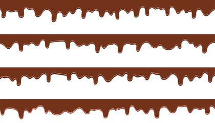 Melted Hot Chocolate Drops Banner. Vector banners with a chocolate, World Chocolate Day Concept. On Isolatd Background.