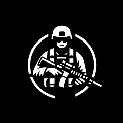 Fototapeta premium vector illustration of a soldier icons logo black and white