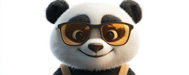 Obraz premium Panda cartoon icon on white background.