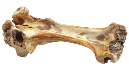 Bone isolated, highlighting a raw, uncooked piece of bone, ideal for medical, anatomical, or animal-themed content.