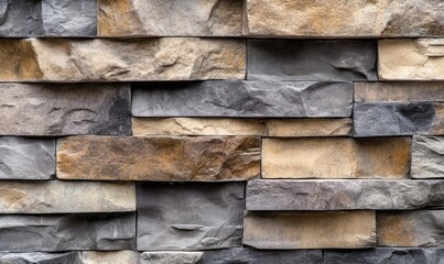 Close-up of rugged stone wall with detailed textures and earthy tones, perfect for architectural or natural design themes .