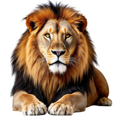 Obraz premium Majestic Lion Posing Against a Neutral Background