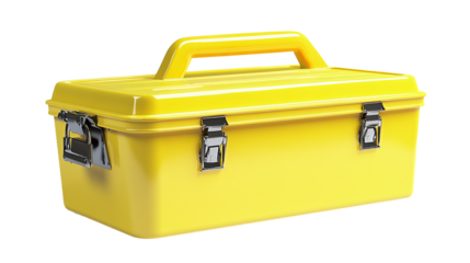 Yellow toolbox isolated, perfect for construction, DIY projects, or repair work, showcasing tools, maintenance, and service-oriented themes.