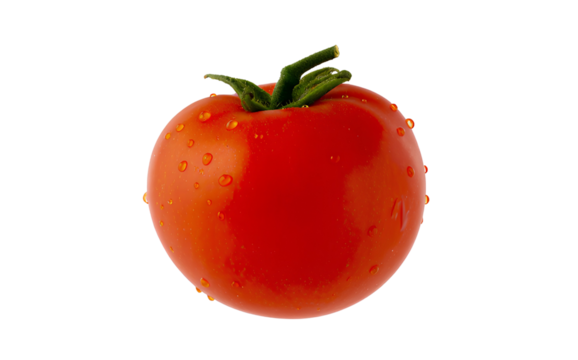 A Fresh Red tomato showcasing its bright color and natural shine in a minimalist setting | Isolated Transparent Background Generative Ai.