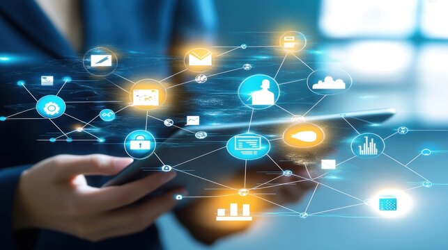 Digital Business Network: Interconnected Data and Technology - Powered by Adobe