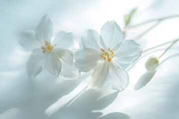 Fototapeta premium Delicate White Flowers with Soft Petals in Sunlight - Floral Beauty and Natural Light