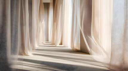 Sunlit Sheer Curtains in a Modern Interior Space