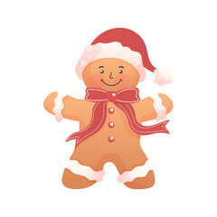 Gingerbread cookie. Christmas cookie. Vector illustration.