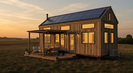 Obraz premium Solar Power for Tiny Homes Maximizing Renewable Energy for Sustainable Living Solutions 