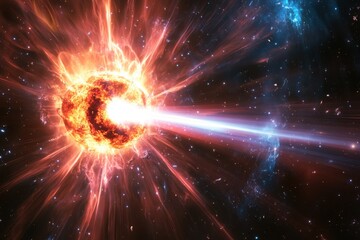 Stellar explosion emits powerful energy beams in distant galaxy