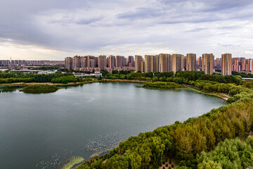 The scenery of Dingxiang Lake Park in Shenyang, China in autumn