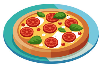 Italian Pizza Platter with Margherita, Pepperoni, and Veggie Slices Illustration