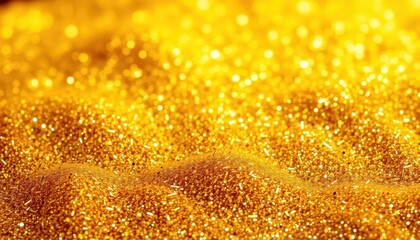 Densely packed golden glitter, shimmering and reflective, shine, golden sparkle