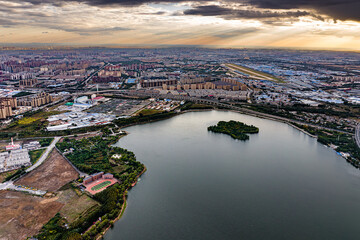 Fototapeta premium The scenery of Dingxiang Lake Park in Shenyang, China in autumn