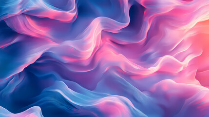 Obraz premium Abstract waves of pink and blue create a dynamic, colorful pattern for creative backgrounds or artistic design projects with a dreamlike quality. Dreamlike - Sky. Illustration
