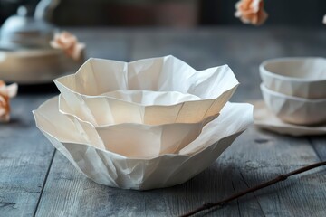 beautiful porcelain services in modern colors using the paper technique