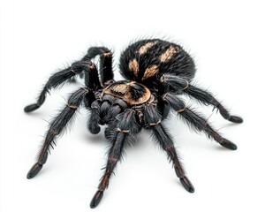 Isolated Dead Spider on White Background. Macro View of an Arachnid Body in Black.